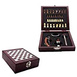 InnovaGoods Set d'accessoires pour vin et Jeu d’échecs, Bois et Acier Inoxydable, Marron, 15 x 5 x 17 cm.