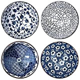 Intirilife Ensemble de 4 Bols dans Un Coffret Cadeau Chic - Ensemble de Vaisselle en Porcelaine Japonaise en Bleu et ...