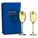 Inweder Verres Flûte Champagne Cristal - Lot de 2 Coupe Champagne Or Personnalisés avec Coffret Cadeau Mr&Mrs Verre a Vin ...