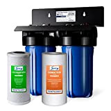 iSpring WGB21B Système de Filtration d'eau à 2 Étages pour Toute la Maison, avec Filtre à Sédiments CTO (chlore, goût ...