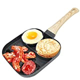 IVEOPPE Poêle à œufs multifonction à 3 trous avec revêtement antiadhésif pour pancakes, œufs au plat, steak, viande, bacon et ...