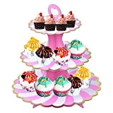 Jinlaili Présentoir de Gâteaux, 3 Étages Support à Cupcake Réutilisable, Biodégradable Présentoir à Dessert en Carton, Affichage Dessert Stable pour ...