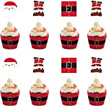 JINXIAN 24 Pièces Noël Cupcake Toppers et Wrappers Décoration Gâteau Papier Cupcake DIY Gâteaux Père Noël pour Fête des Décorations ...