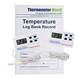 Journal de température avec 2 thermomètres numériques pour réfrigérateur congélateur avec alarme d'avertissement de température et fonction max min et ...