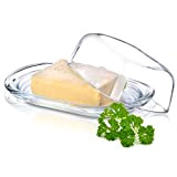 KADAX Beurrier en verre de haute qualité classique Beurre avec couvercle 20 x 13 x 6,5 cm Cloche au beurre ...