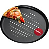 KADAX Moule à pizza, poêle à pizza avec trous, plaque de cuisson en tôle galvanisée, plaque à pizza en deux ...