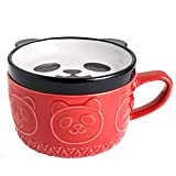 Kafei 300ml Japonais mignon tasse créative en céramique Shiba Panda Kawaii tasse à café avec couvercle maison Couple petit déjeuner ...