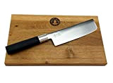 Kai Wasabi Black Coffret cadeau | Couteau Nakiri japonais ultra tranchant | + planche à découper en vieux bois de ...