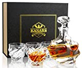 KANARS 5 Pièces Verres et Carafe Whisky, Décanter Cristal, 750 ml Bouteille avec 4x 260 ml Verre à Whiskey pour ...