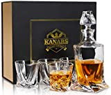 KANARS Carafe et Verres à Whisky Cristal pour Whisky, Scotch, Cognac, Martini, 800 ml Bouteille avec 4x 300 ml Verre ...