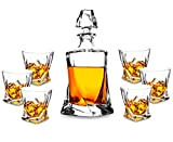 KANARS Verres et Carafe à Whisky Cristal pour Scotch, Whisky, Cognac, Martini, 800 ml Bouteille avec 6x 300 ml Verre ...