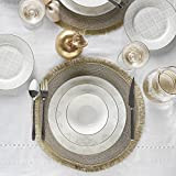 Karaca Siena Service de table élégant 56 pièces pour 12 personnes, Service de Table Porcelaine Blanche de haute qualité, Assiettes ...