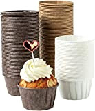 katbite Lot de 150 mini moules à muffins en papier pour mariage, anniversaire, fête, gobelets jetables en blanc, marron, marron ...