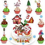 KEELYY 52 Pcs Noël Cupcake Toppers Picks Decoration Gateau de Noel Joyeux Noël Flocons de Neige Drap Cure-Dents pour Décorer ...