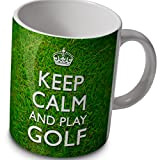 Keep Calm and Play Golf - Mug Cup - grassy background by verytea