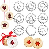 Keepaty Lot de 9 emporte-pièces de Noël en acier inoxydable avec mini emporte-pièces ronds cannelés pour fête, pâtisserie, bricolage