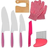 Keyohome 8Pcs Kit Couteau Cuisine pour Enfants, Ensemble Couteaux Enfants Montessori avec Gants, Couteaux Cuisine Enfants pour Couper des Aliments ...