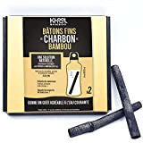 KHOOL BAMBOO |Lot de 2 Bâtons fins de charbon de bambou| 1 à 2 cm de diamètre | Pour purifier ...