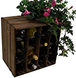 Kistenkolli Altes Land Casier à vin pour 16 bouteilles, blanc/écru/flammé, dimensions : 40 x 40 x 27 cm, caisse, rangement de ...