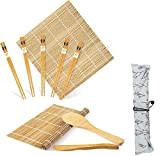 Kit à Sushi, Kit de Fabrication de Sushi en Bambou, 10 Pièces comprend 2 tapis à rouler en bambou, 5 ...