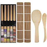 Kit D'outils de Fabrication Sushis Bambou Contient Tapis à Rouler à Sushi Baguettes Épandeur Palette de Riz pour Cuisiniers Débutant ...