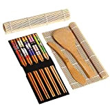 Kit de fabrication de sushis en bambou, comprend 2 tapis à sushis, 5 paires de baguettes, 1 pagaie de riz ...