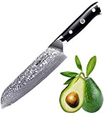 Kitchen Emperor Couteau Damas, Couteaux de Cuisine Santoku, Couteau Santoku en 67 Couche Acier Damas Avec poignée G10