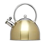 KitchenCraft Le’Xpress Induction-Safe Stove-Top Whistling Kettle, 1.8 L – Brass Finish