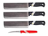 Kiwi 172 Lot de 3 couteaux de cuisine thaïlandais avec lame en acier et manche en plastique + couteau à ...