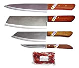 kiwiandkomkom Kiwi #288#21#171#501 Lot de 4 couteaux de cuisine thaïlandais 30 g aiguisés de Isaan Ban Nong Saeng Nord Thaïlande.
