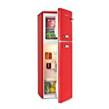 KLARSTEIN Audrey Retro - Réfrigérateur combiné, Frigo réfrigérateur 97 L, Congélateur 39 L, Puissance frigorifique réglable en continu, Eclairage intérieur, ...