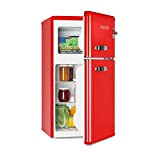 KLARSTEIN Irene - Combiné réfrigérateur congélateur, Rétro, Puissance de refroidissement réglable : 0 à 10 °C et température de congélateur ...