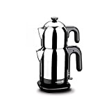 Korkmaz Demtez Electrical Teapot - Black/Caymatik / A369 - Théière en acier inoxydable - Noir - 9,5 x 8,5 x ...