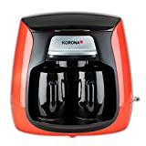 Korona 12208 Cafetière compacte 12208 Rouge/noir + filtre permanent | 2 tasses Mini en céramique | Mini machine à café ...