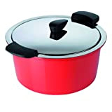 KUHN RIKON 30712 ustensile de cuisine thermique HOTPAN cocotte à servir rouge 3L/22cm, cuisson à la vapeur, maintien au chaud, ...