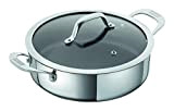 KUHN RIKON Allround Oven-Safe Induction Non-Stick Shallow Casserole Pot with Glass Lid, 28 cm, Stainless Steel, Silver