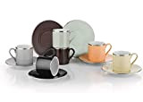 Kütahya Dream Color Lot de 12 tasses à café en porcelaine (6 tasses à café, 6 assiettes à café)