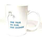 La Plume Dorée - Mug Olympique de Marseille Blanc, Inscriptions Bleu, Une Ville Un Club Une légende - Hauteur : ...
