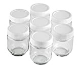 Lacor Lot de 7 gobelets en verre transparent avec couvercle blanc à visser pour yaourt Capacité 190 ml