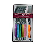 Laguiole Production - Coffret 6 fourchettes multicolores - Couverts de table en acier inoxydable - Set de fourchettes couleurs panachées ...