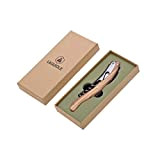 LAGUIOLE - Simple lever sommelier - Olive wood handle - Matte brushed stainless steel - Knife with corkscrew, capsule cutter ...