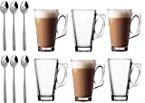 Laitue Eat® - Lot de 6 tasses en verre pour boisson chaude - Café latté -Thé - Cappuccino - Avec cuillères ...