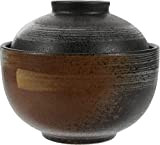 LAKIOMZ Bol à soupe Miso en céramique avec couvercle - Style traditionnel - Petite tasse à vapeur - Bol à ...