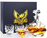 LANFULA Carafe et Verres à Whisky, 750 ml Bouteille avec 4 Verres à Whiskey en Cristal Sans Plomb 260 ml ...