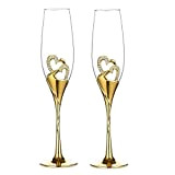 LANLONG Verres à champagne de mariage verres à griller créatifs luxe verre strass garniture coeur décor cadeau ensemble pour mariée ...