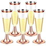 LATERN 30 Pièces Flûtes à Champagne en Plastique, 150ml Verres à Champagne en Or Rose Gobelets à Vin Réutilisables à ...