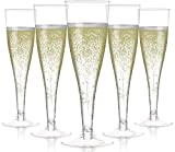 LATERN 60 Pièces Flûtes à Champagne en Plastique, 150ml Verres à Champagne Transparents Gobelets à Vin Réutilisables à Tige pour ...