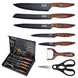 LEBENLANG Couteaux de cuisine professionnels 7 pièces avec éplucheur et ciseaux de cuisine - Set de couteaux professionnels - Accessoires ...