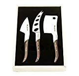 Legnoart Reggio Ensemble de couteaux à fromage en acier inoxydable et manche en bois foncé