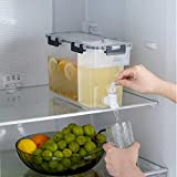 LEMCC Distributeur de boisson en plastique de 3,5 L avec robinet et filtre pour réfrigérateur, limonade, jus, eau avec couvercle ...